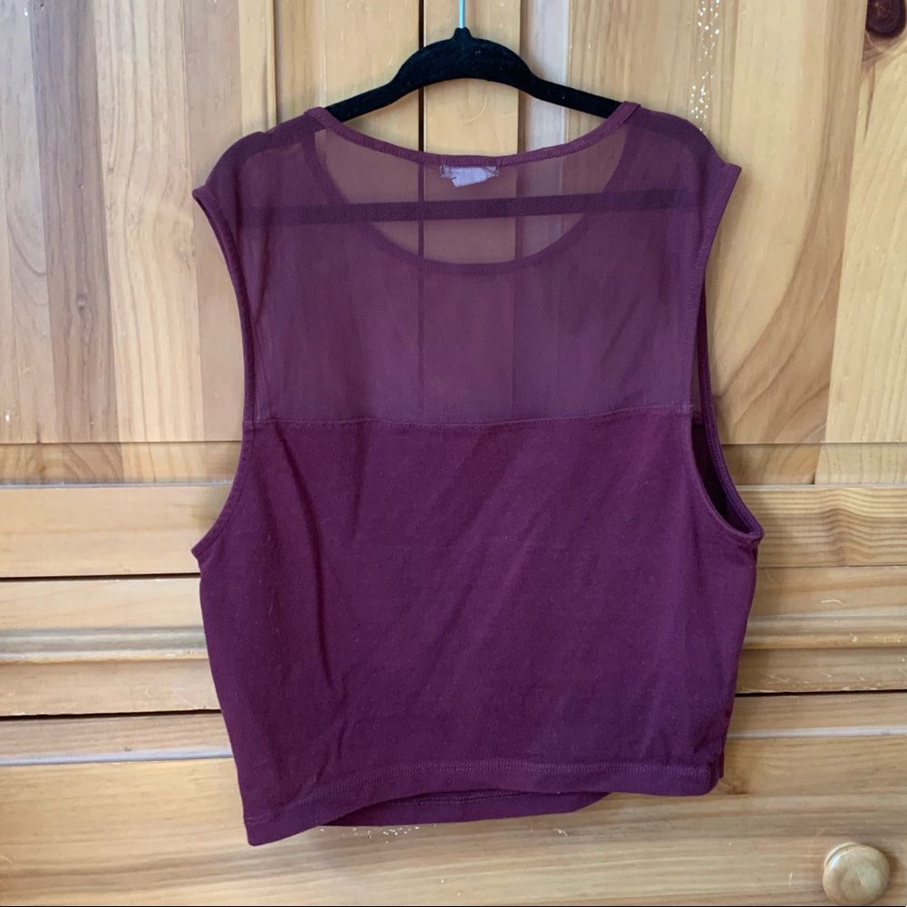 Purple Crop Top With Mesh top